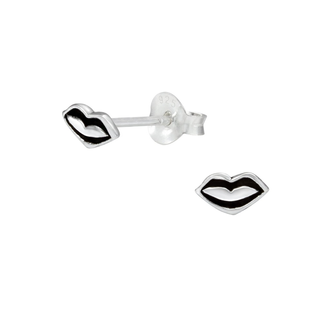 Silver Lips Stud Earrings