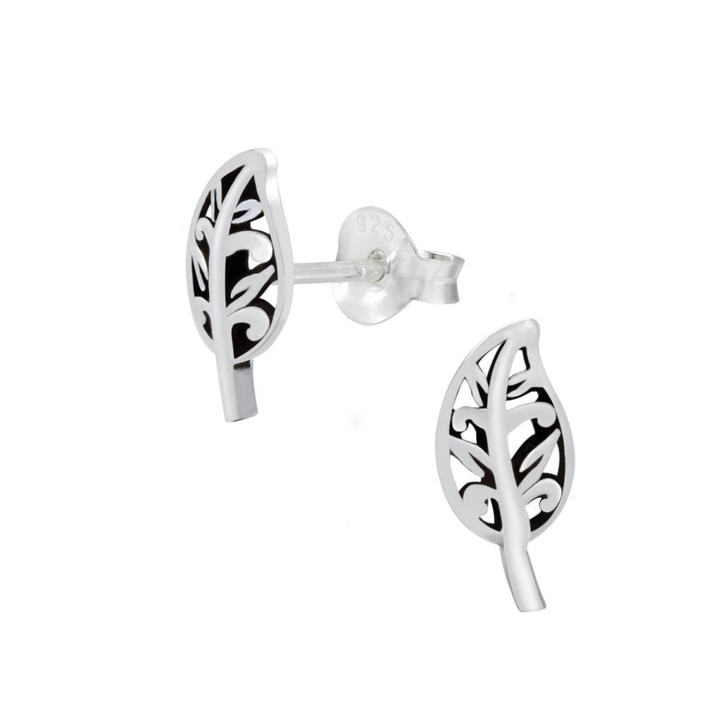 Silver Leaf Stud Earrings