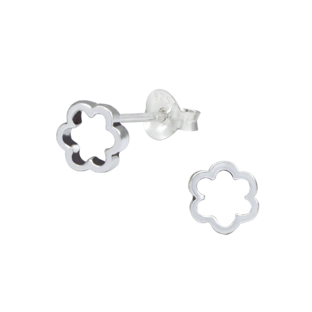 Puces d'oreilles fleur en argent