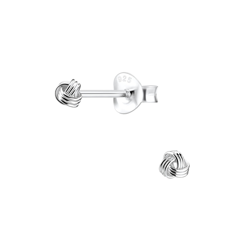 [10000178] 3mm Silver Knot Stud Earrings