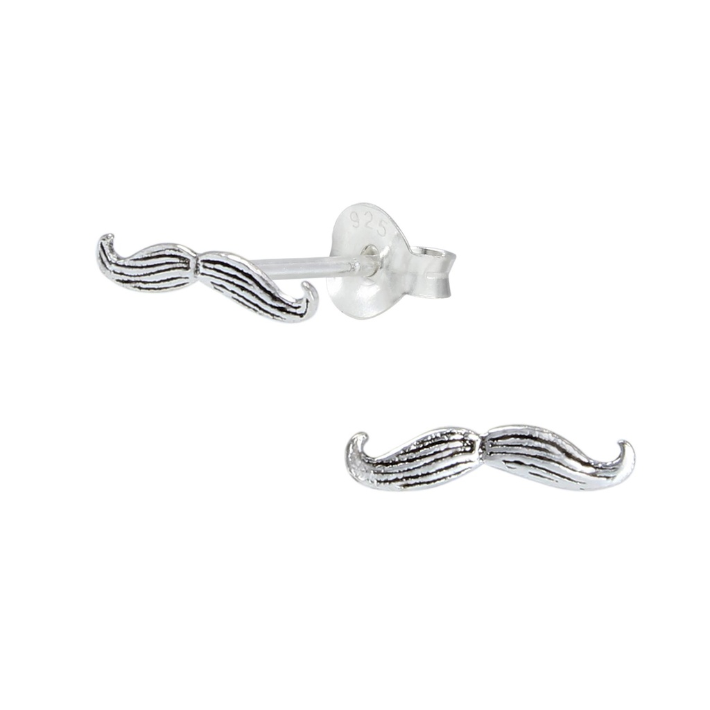 Puces d'oreilles moustache en argent