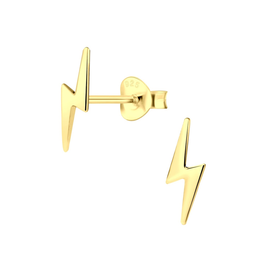 Silver Lightning Bolt Stud Earrings