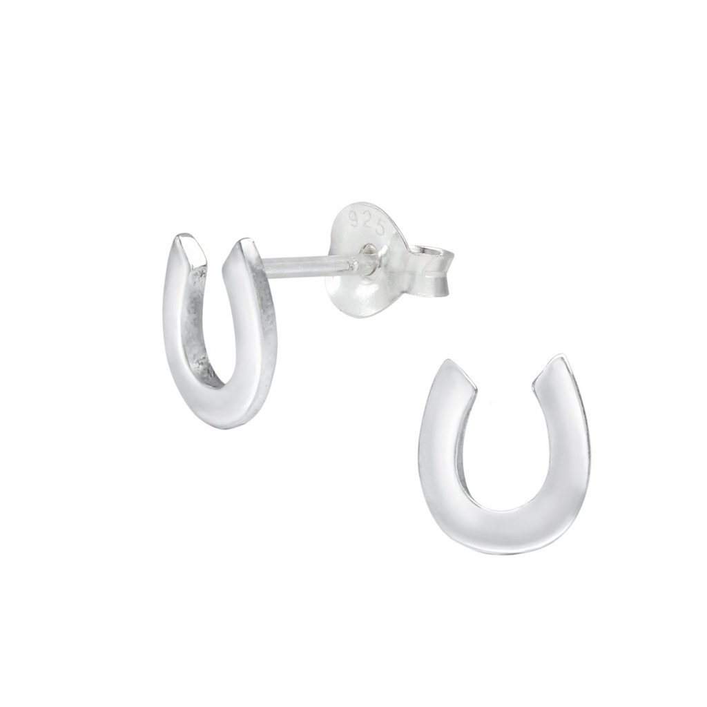 [10000161] Puces d'oreilles chaussure cheval en argent
