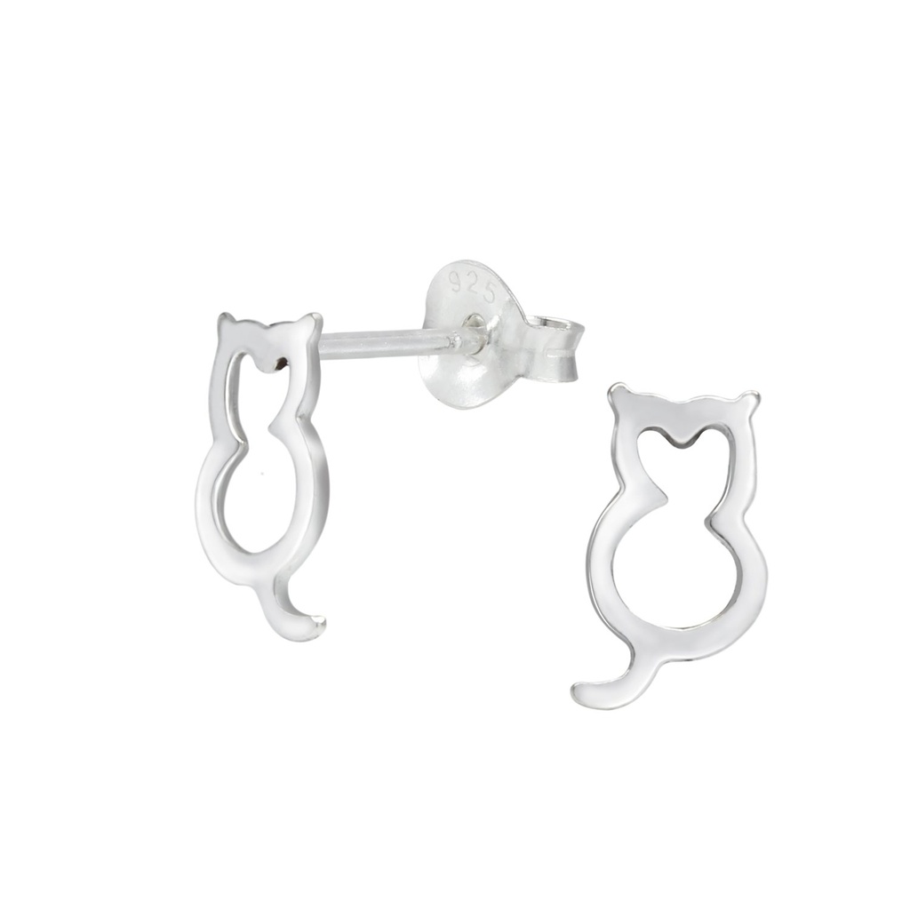 Puces d'oreilles chat en argent