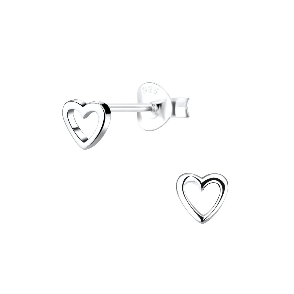 Silver Heart Stud Earrings