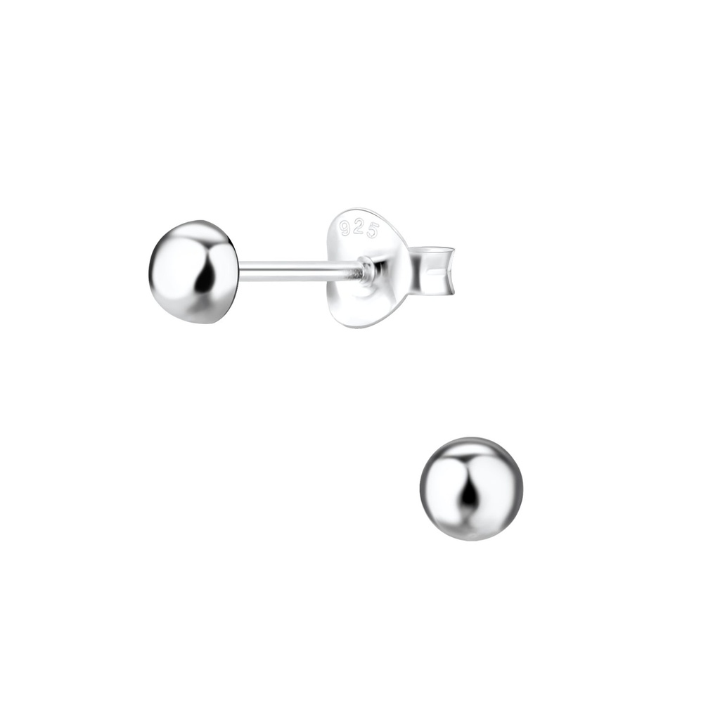 Puces d'oreilles demi-boule en argent 4 mm