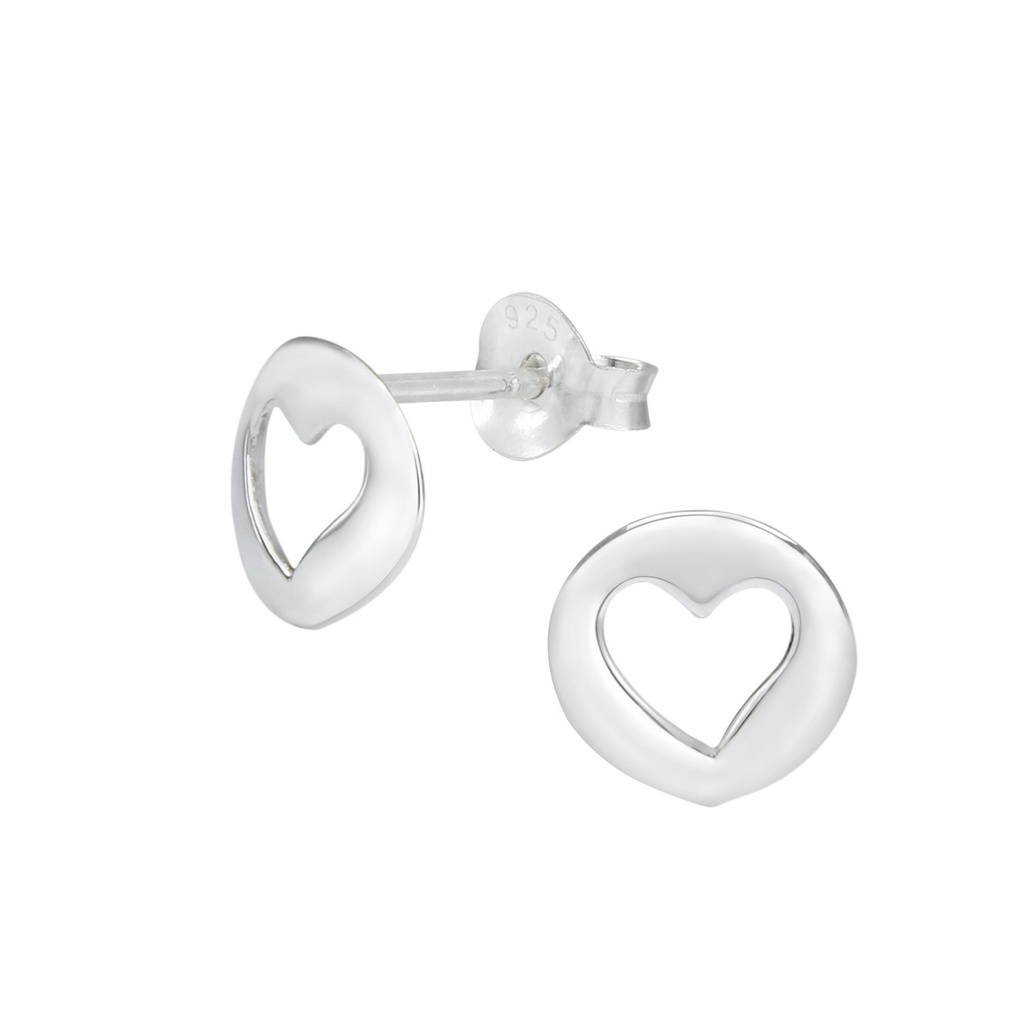 Puces d'oreilles cœur en argent
