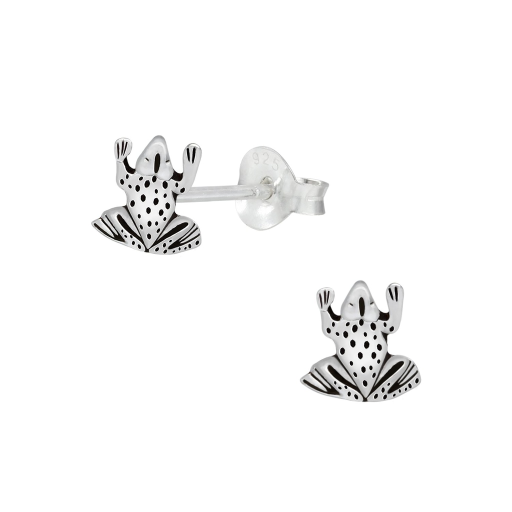 Puces d'oreilles grenouille en argent
