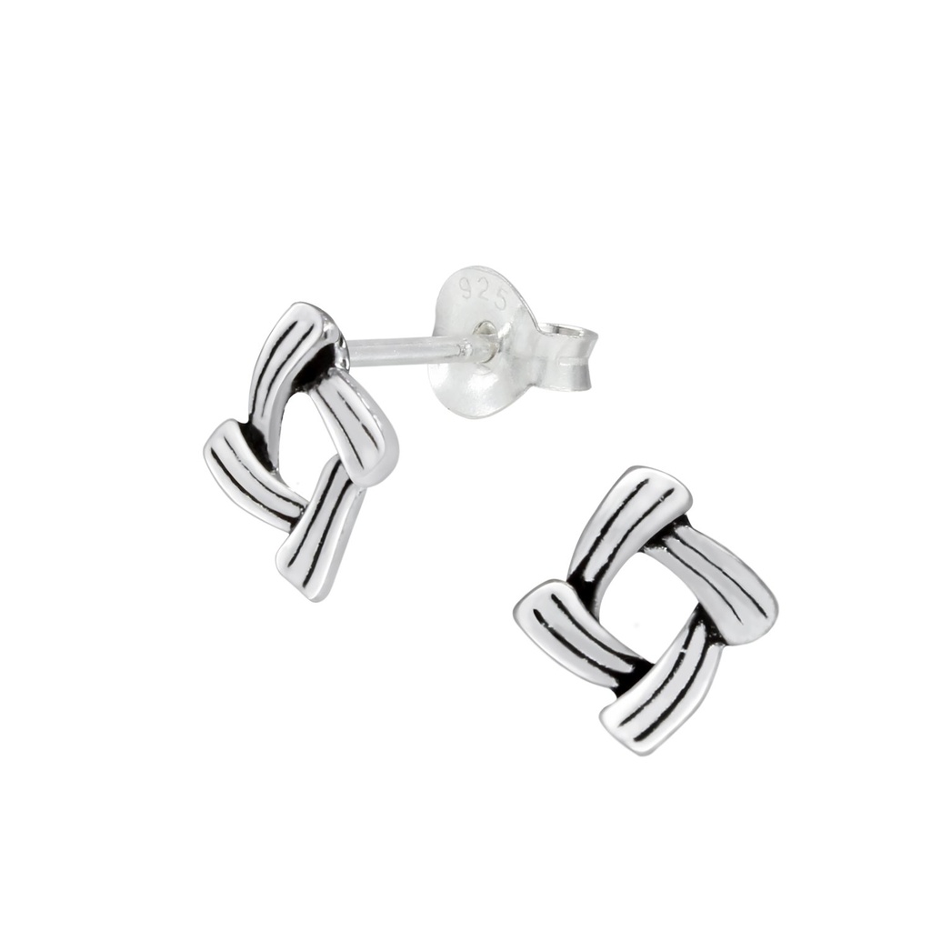 Puces d'oreilles carrées en argent