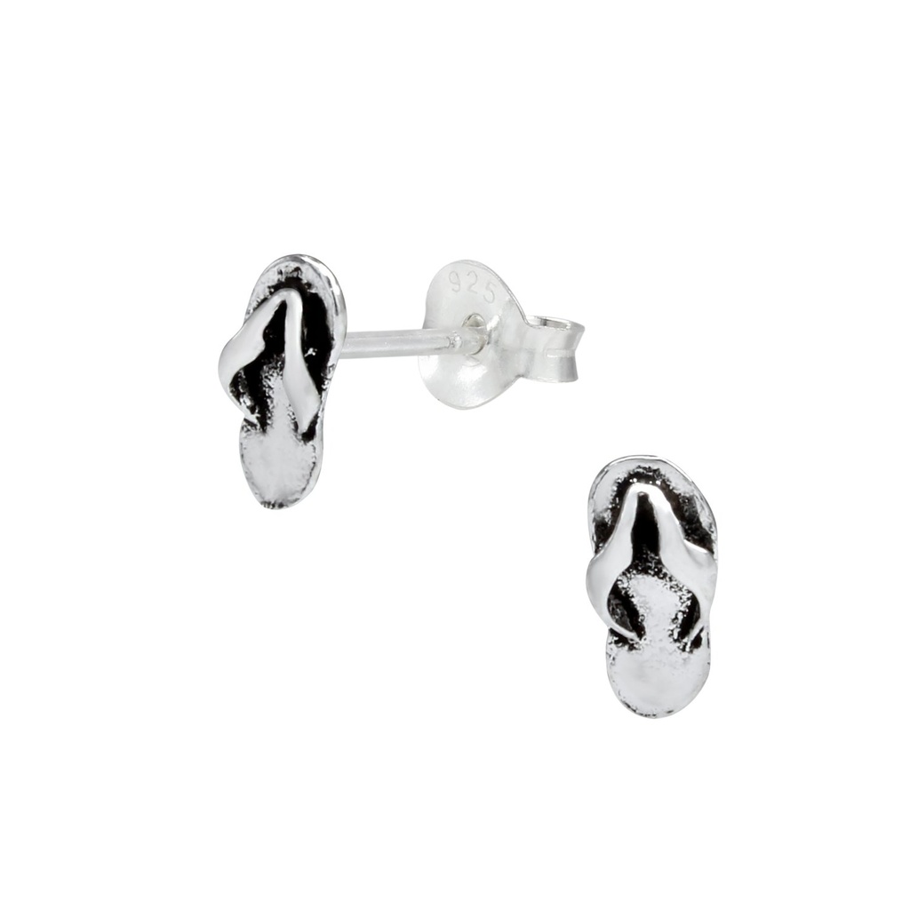 [10000150] Silver Flip Flop Stud Earrings