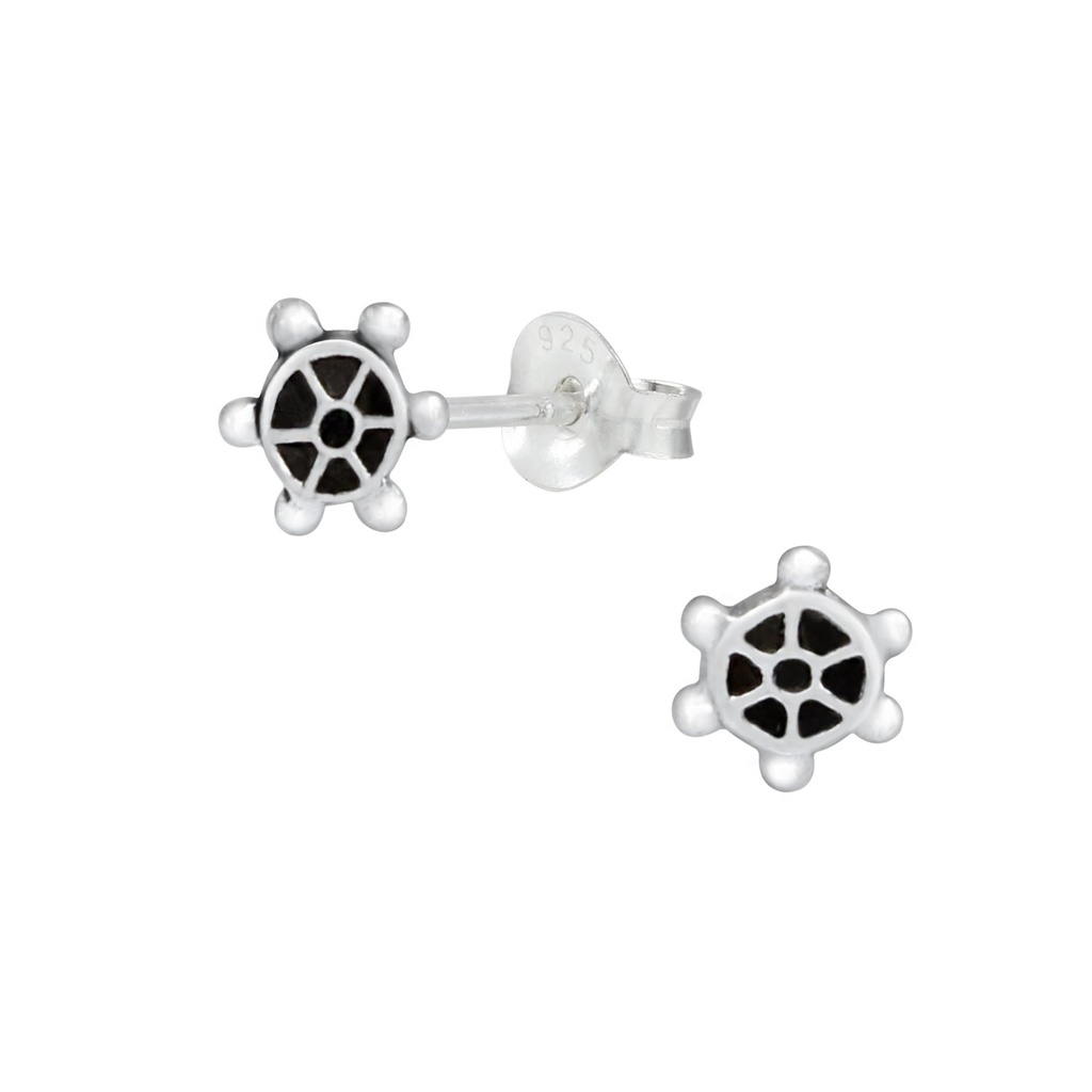 [10000145] Silver Wheel Stud Earrings