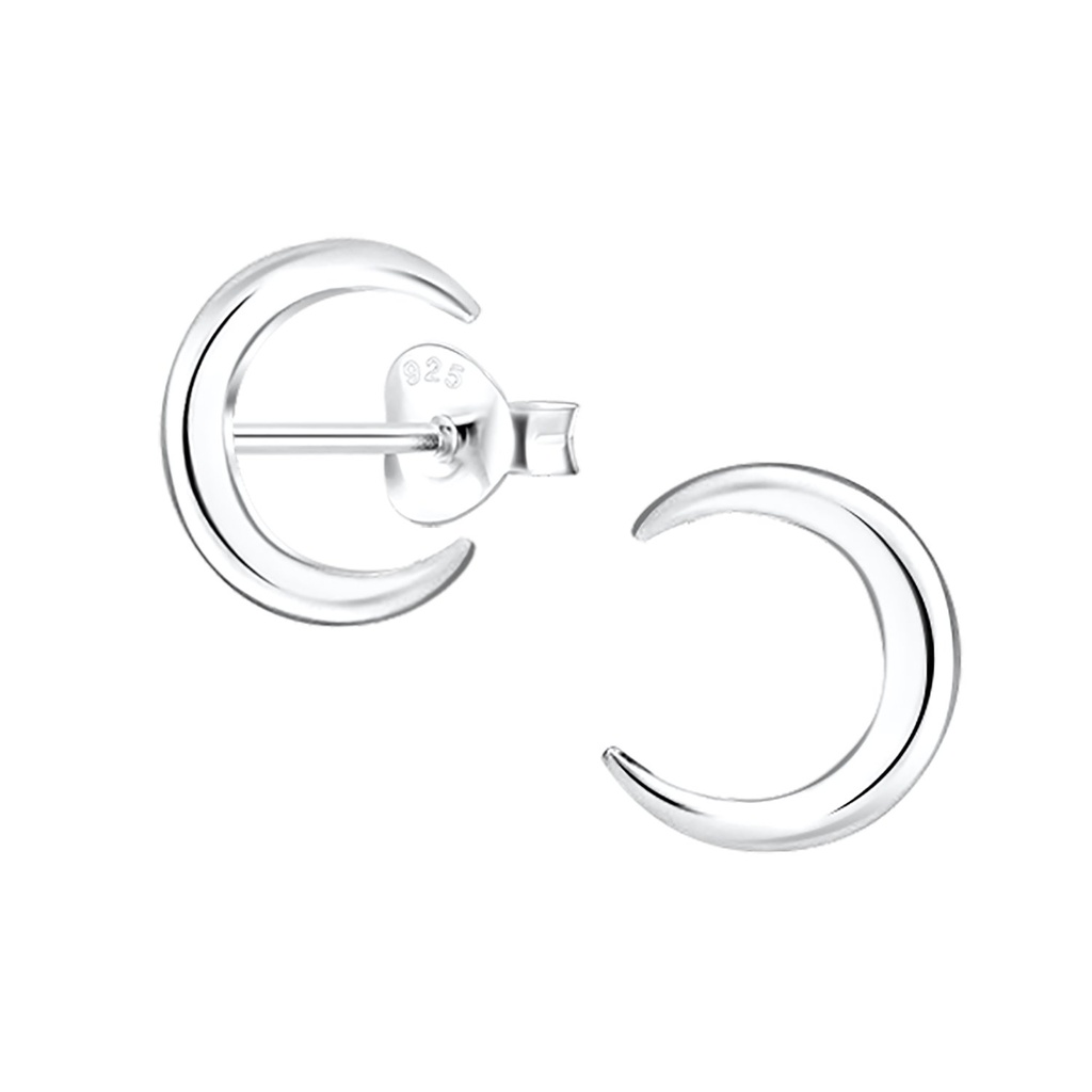 [10000143] Puces d'oreilles croissant de lune en argent