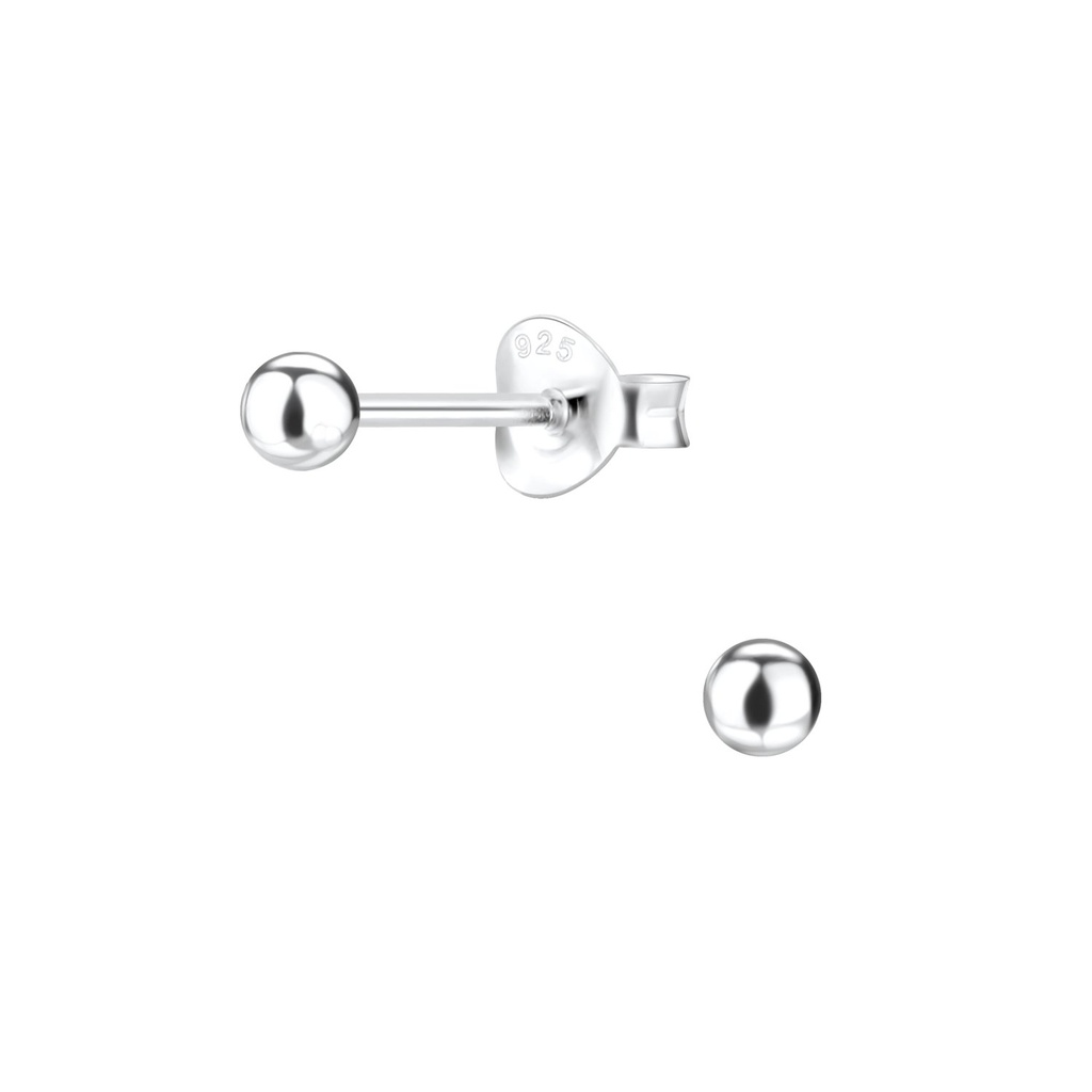 [10000142] Puces d'oreilles boule en argent 3 mm