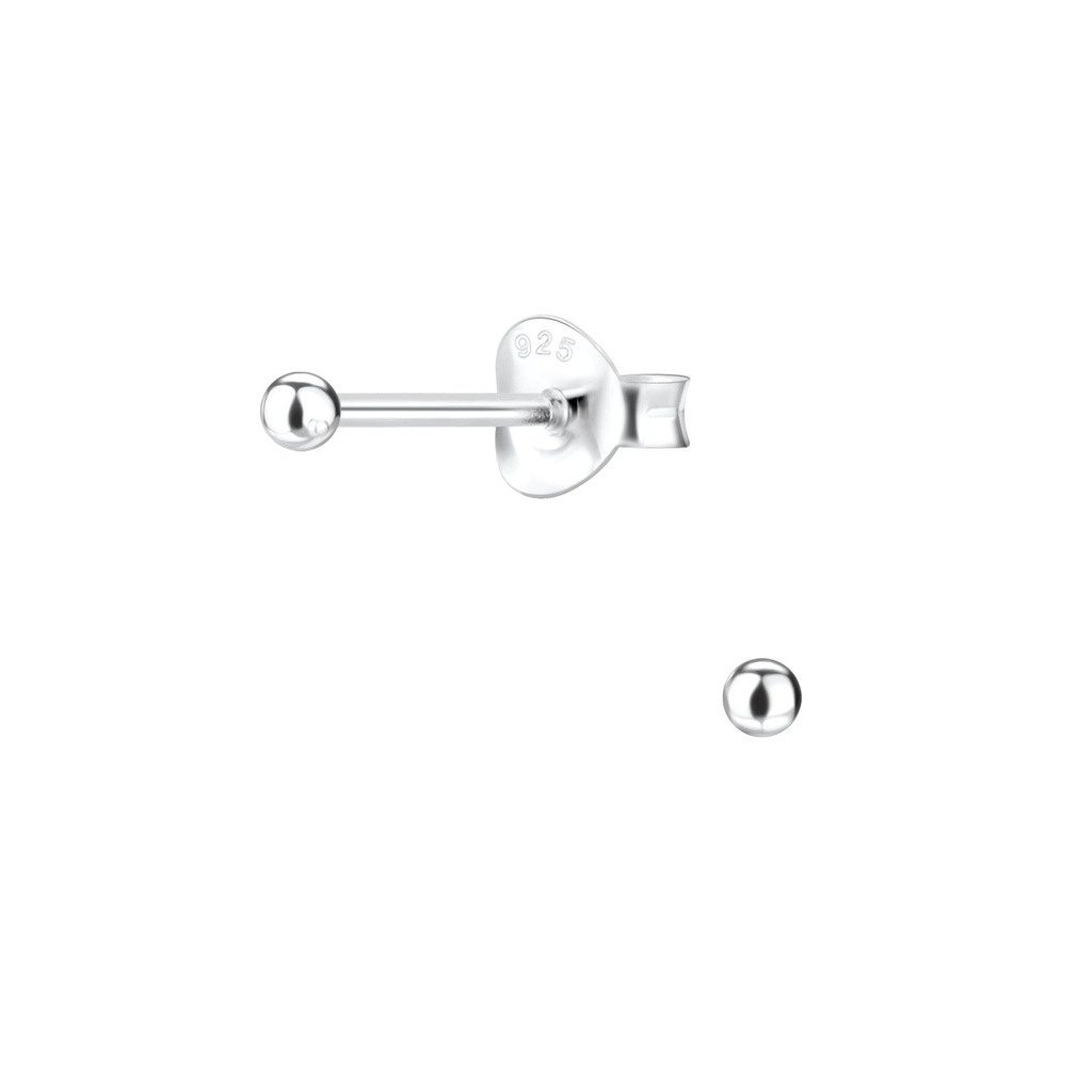2mm Silver Ball Stud Earrings