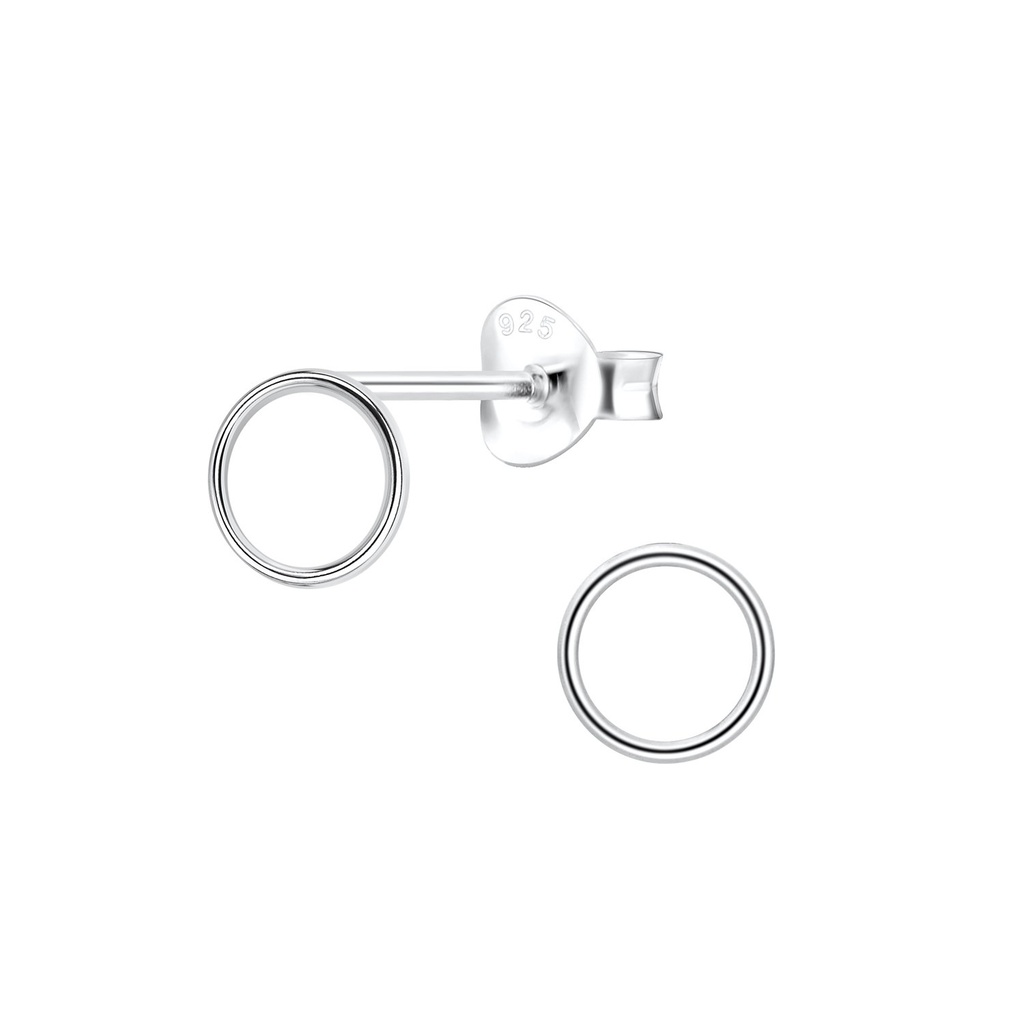 Silver Circle Stud Earrings