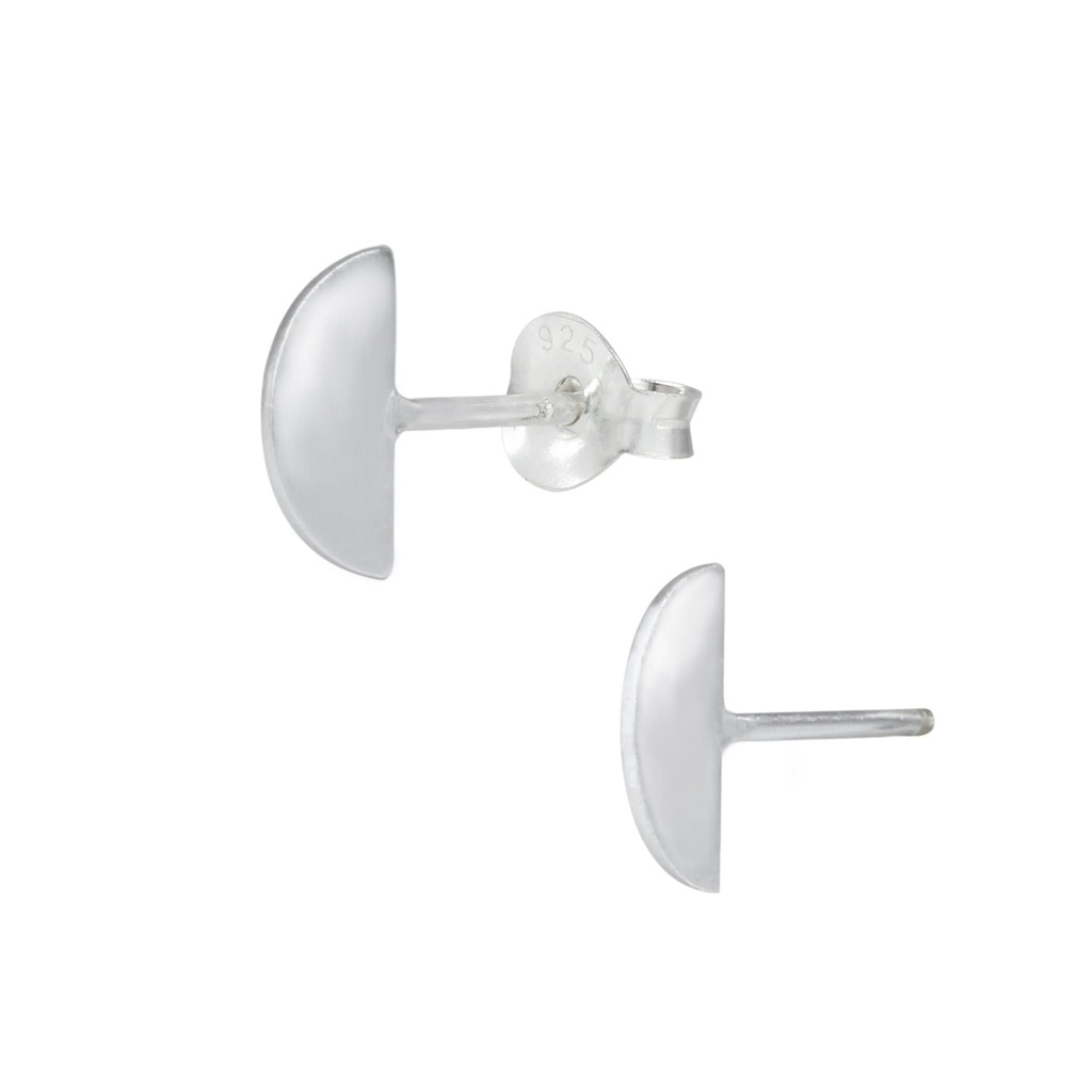 [10000138] Silver Semi-Circle Stud Earrings