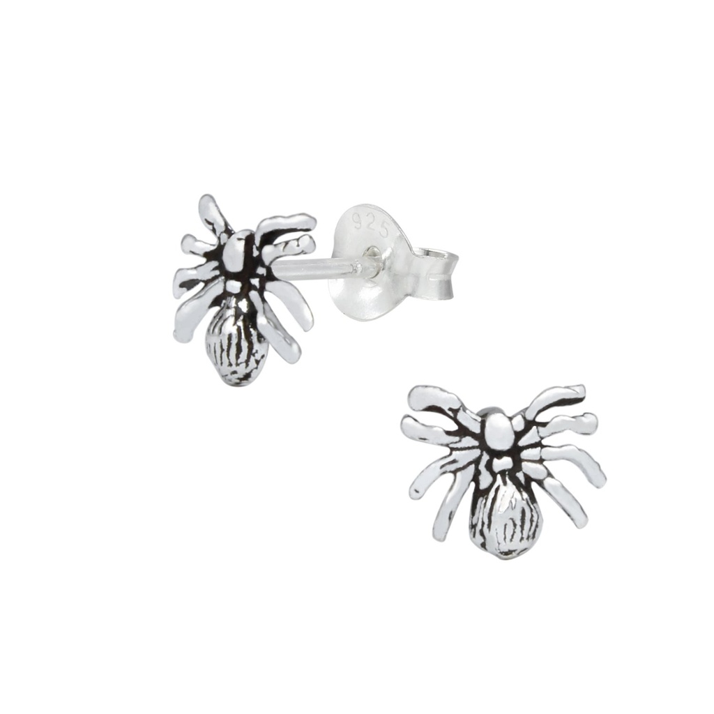 Puces d'oreilles araignée en argent