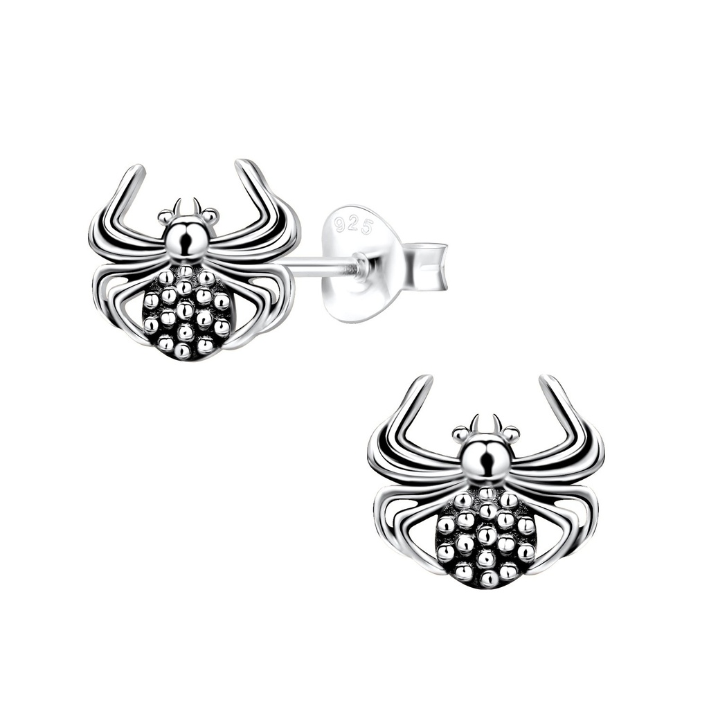 Silver Spider Stud Earrings