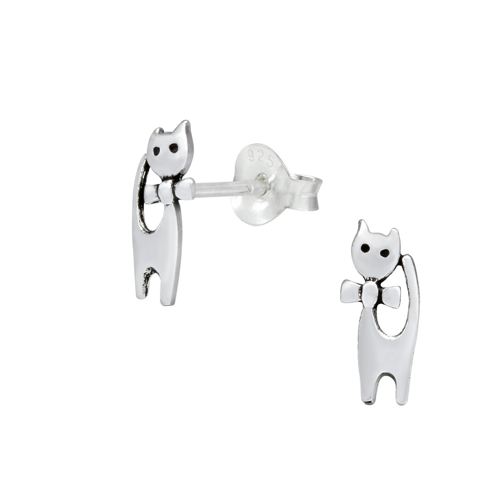 Puces d'oreilles chat en argent