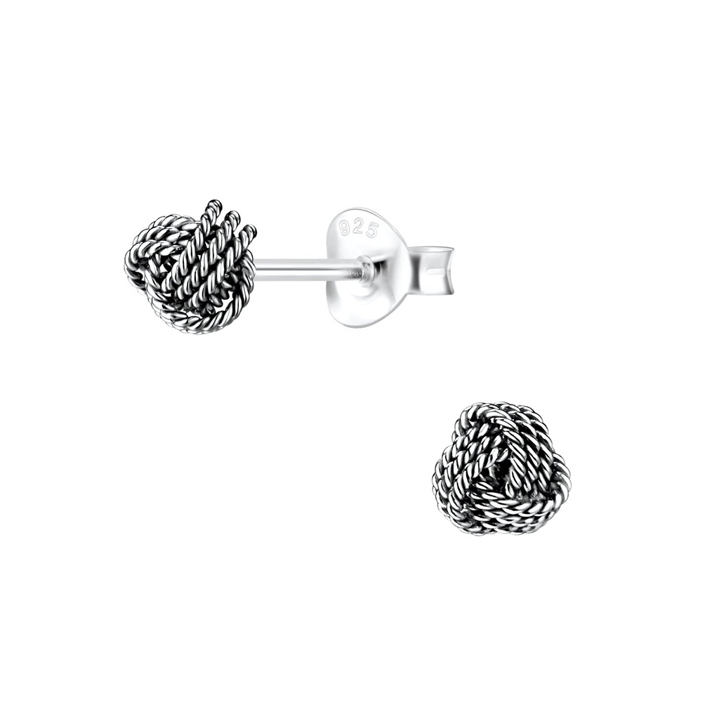 5mm Silver Knot Stud Earrings