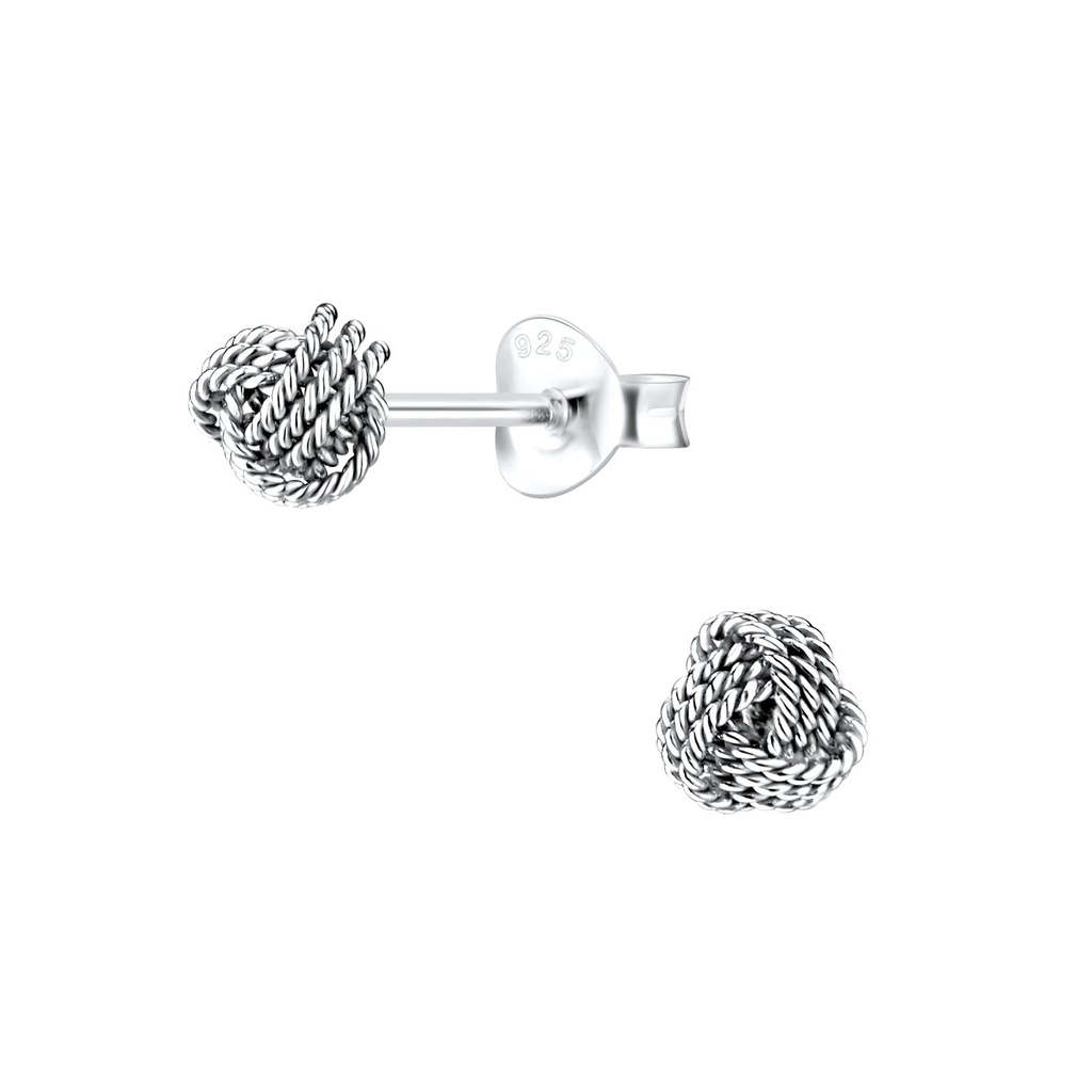 Puces d'oreilles nœud en argent 5 mm
