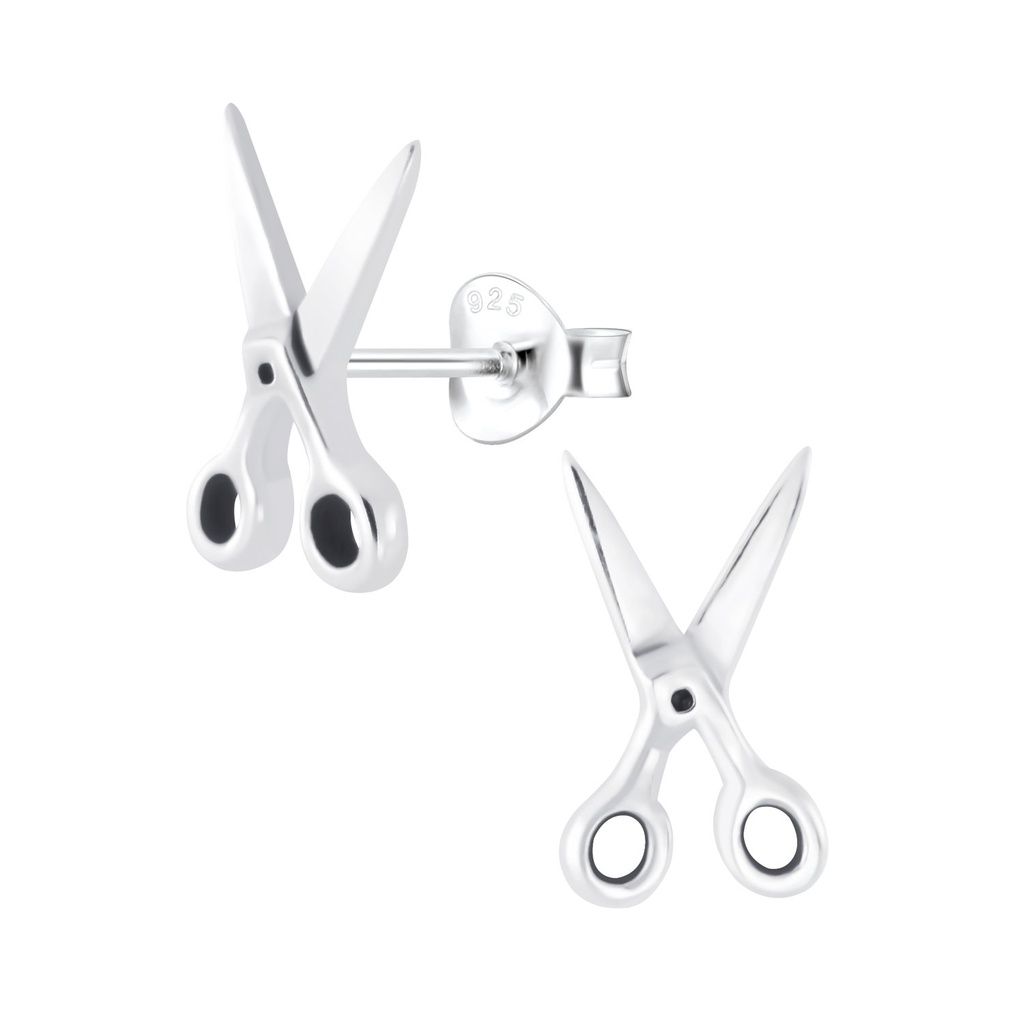Puces d'oreilles ciseaux en argent