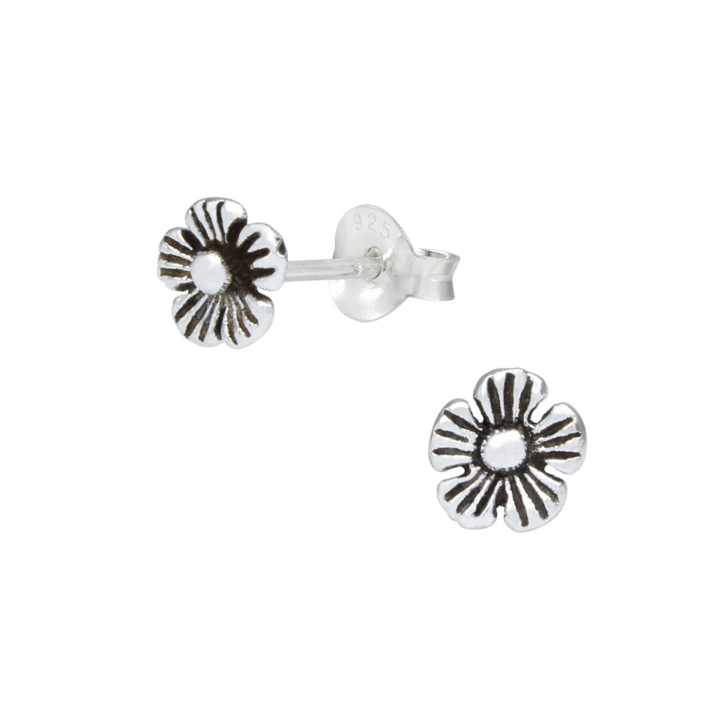 Puces d'oreilles fleur en argent
