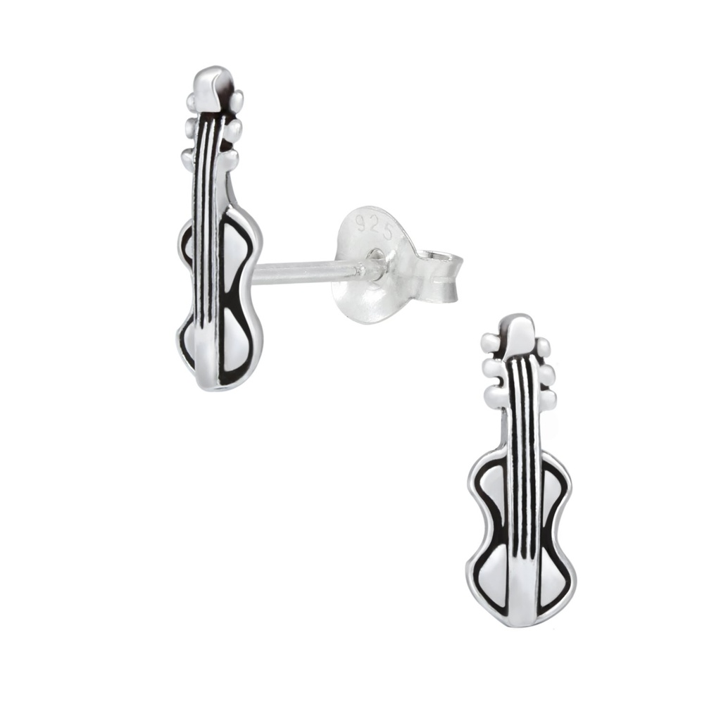[10000114] Puces d'oreilles guitare en argent
