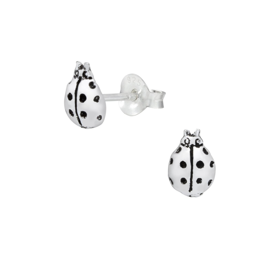 [10000111] Puces d'oreilles coccinelle en argent