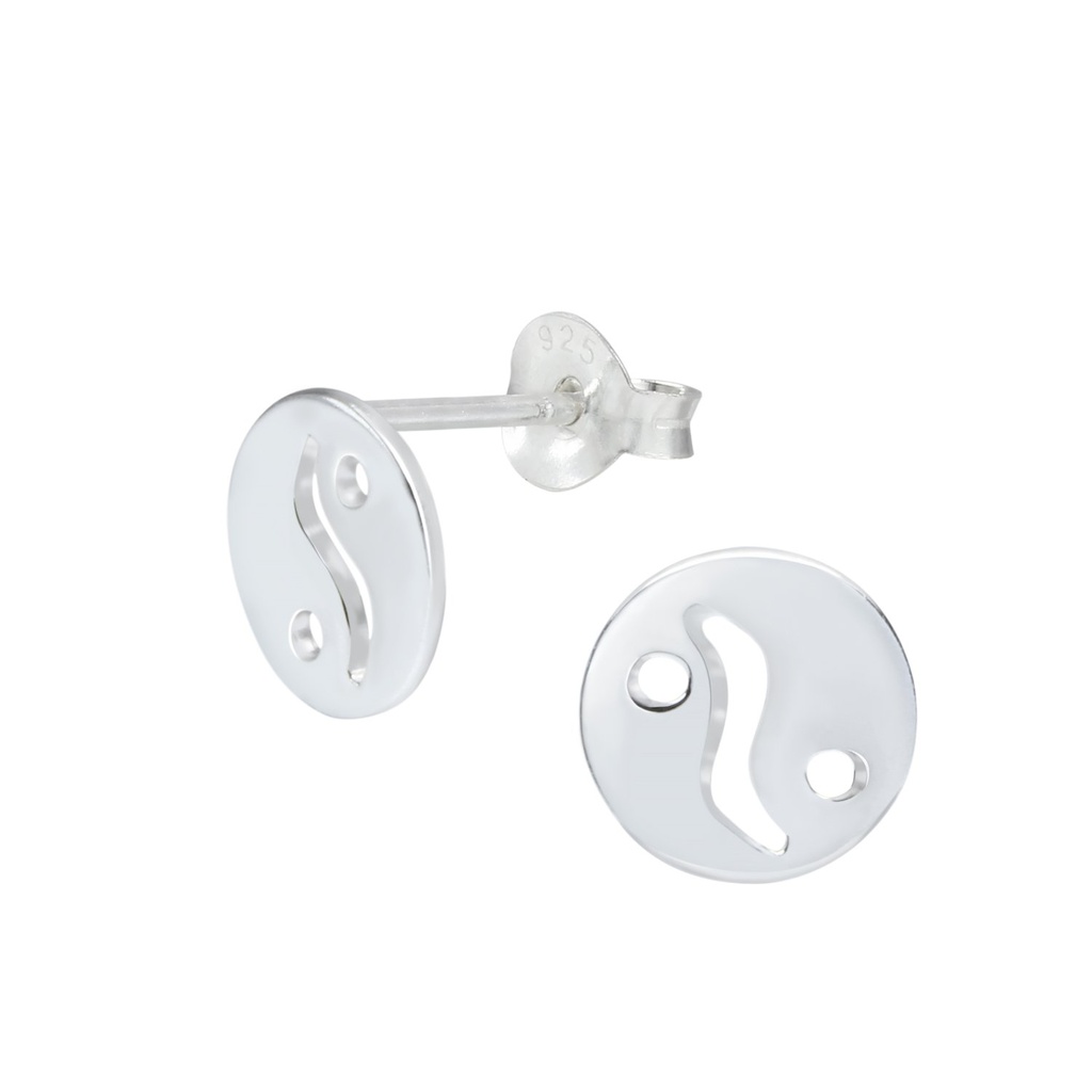 [10000107] Silver Yin-Yang Stud Earrings