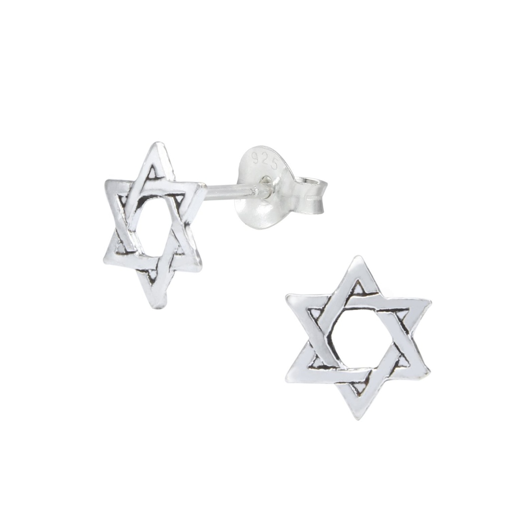 [10000105] Silver Star of David Stud Earrings