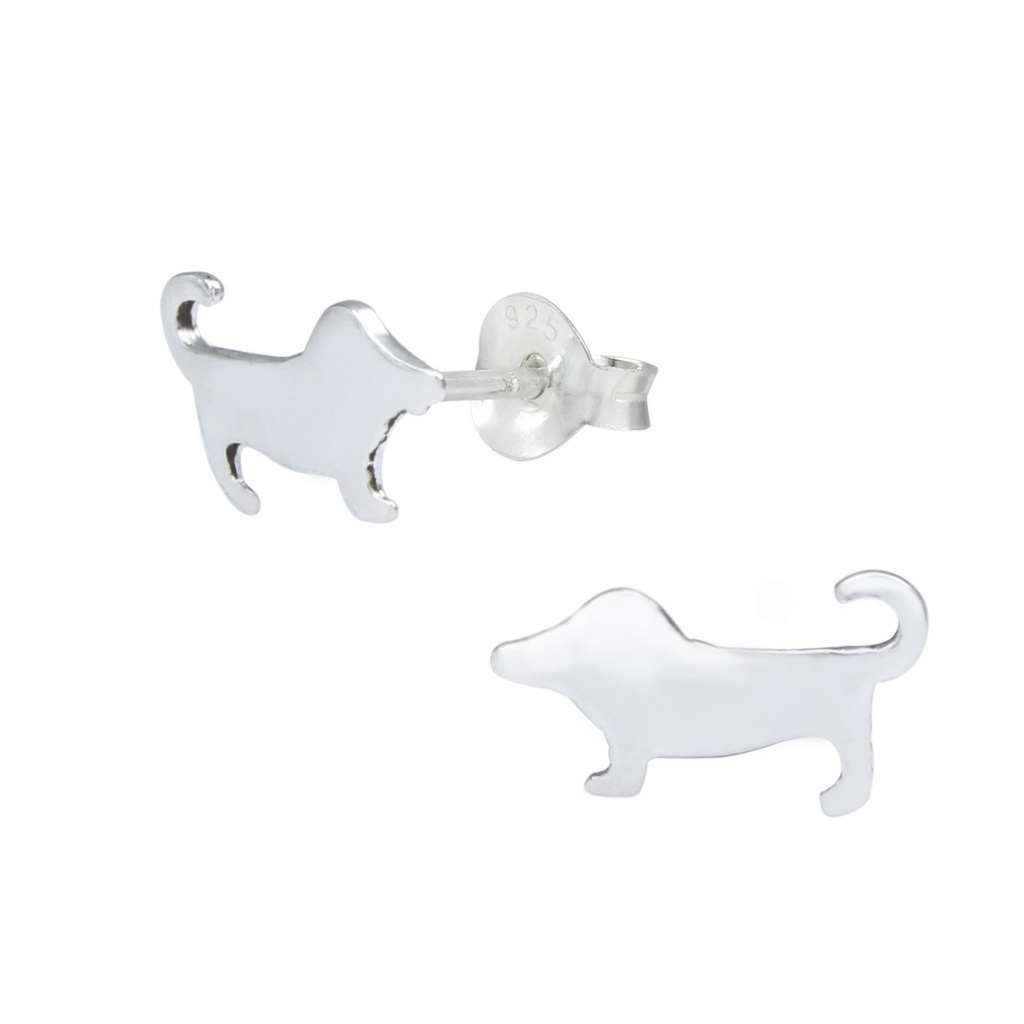 [10000104] Silver Dog Stud Earrings