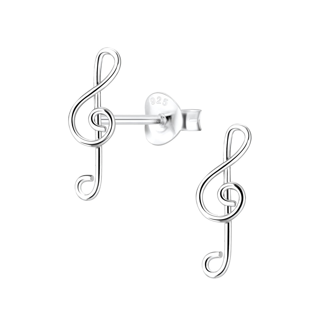 Silver G-Clef Stud Earrings
