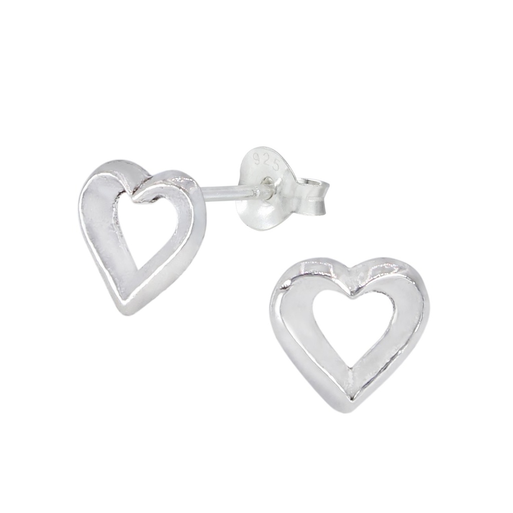 Silver Heart Stud Earrings