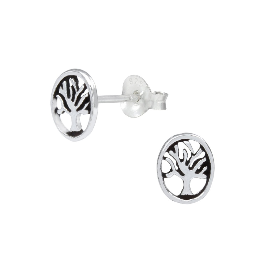 [10000099] Silver Tree of Life Stud Earrings