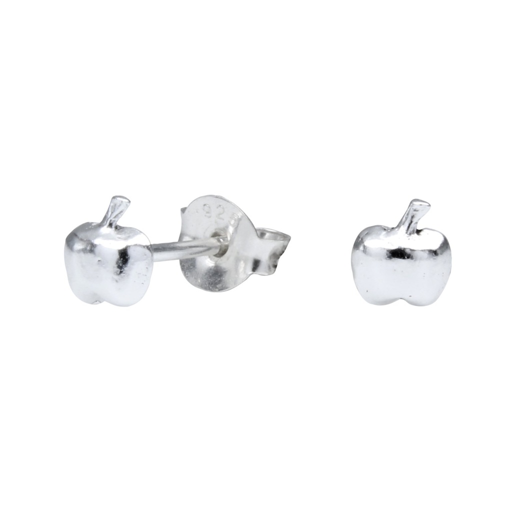 Silver Apple Stud Earrings