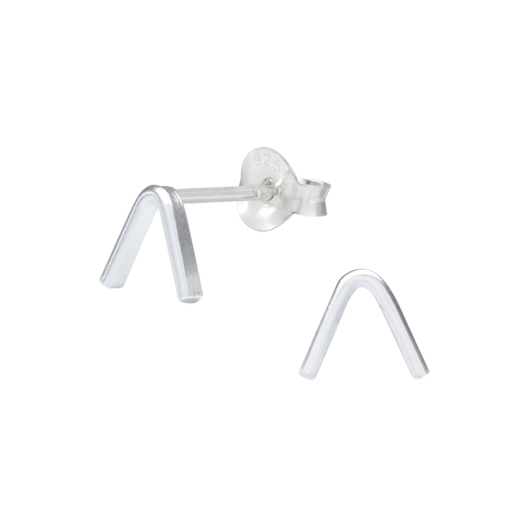 [10000093] Silver Chevron Stud Earrings