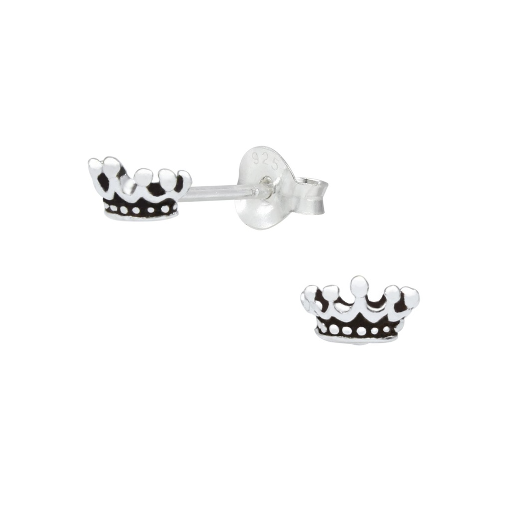 [10000091] Silver Crown Stud Earrings