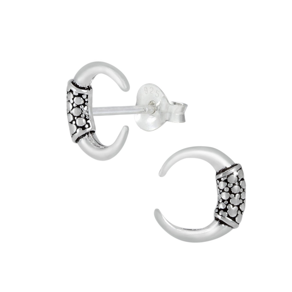 [10000090] Silver Horn Stud Earrings