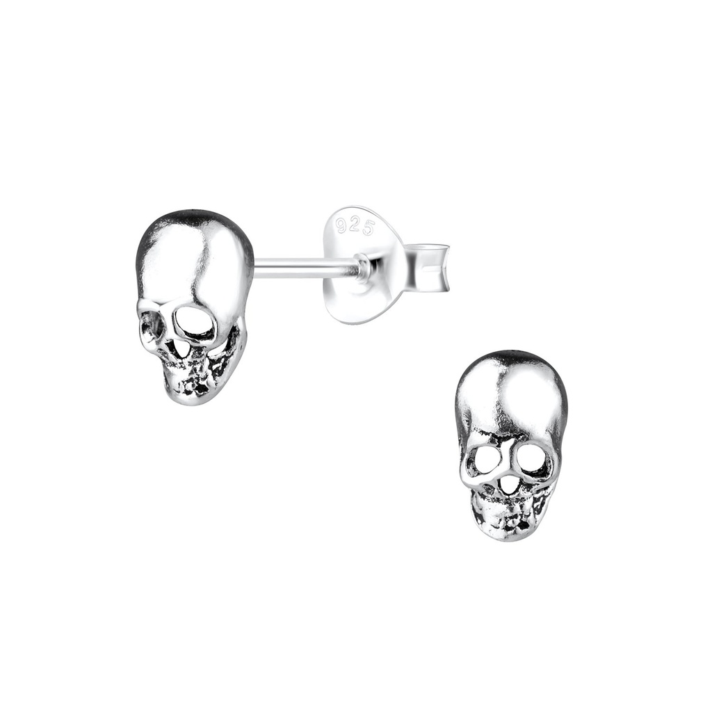 Silver Skull Stud Earrings