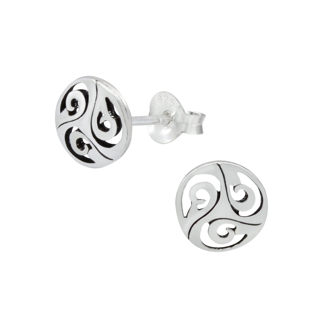 Silver Round Stud Earrings