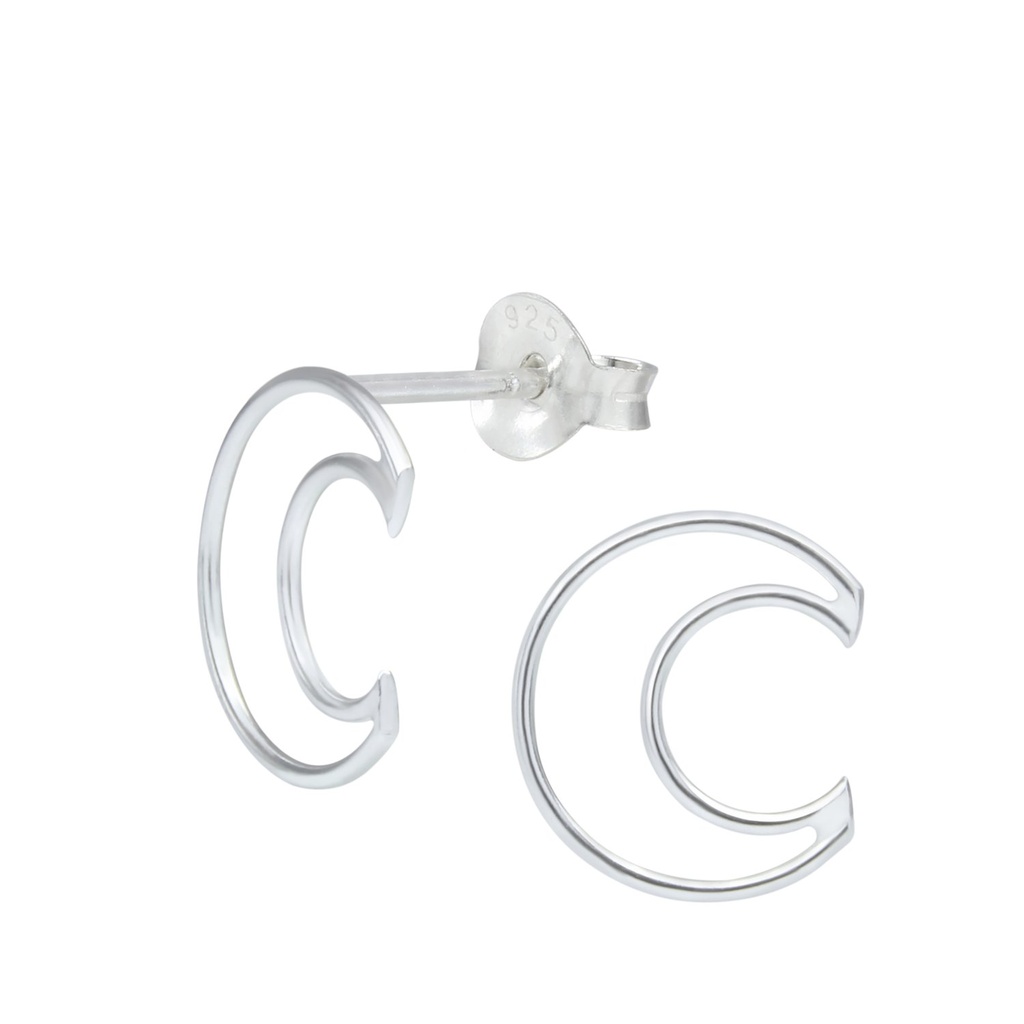 [10000108] Silver Moon Stud Earrings