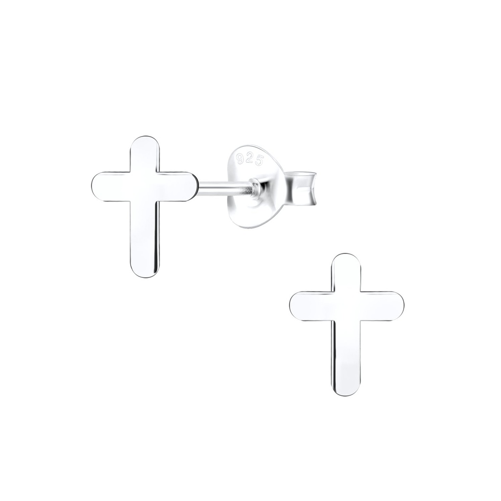 Puces d'oreilles croix en argent