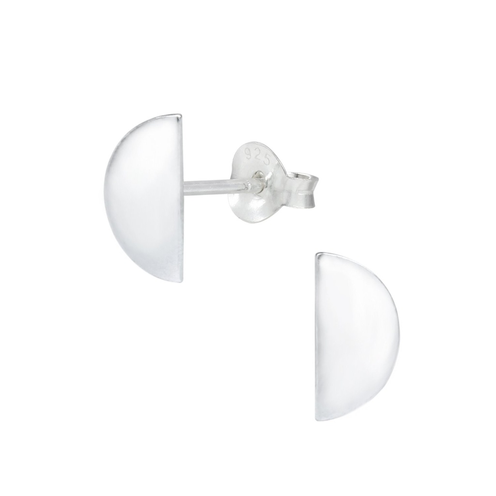 [10000076] Silver Semi-Circle Stud Earrings