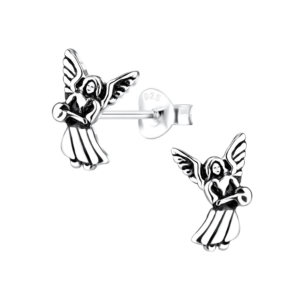 Puces d'oreilles ange en argent