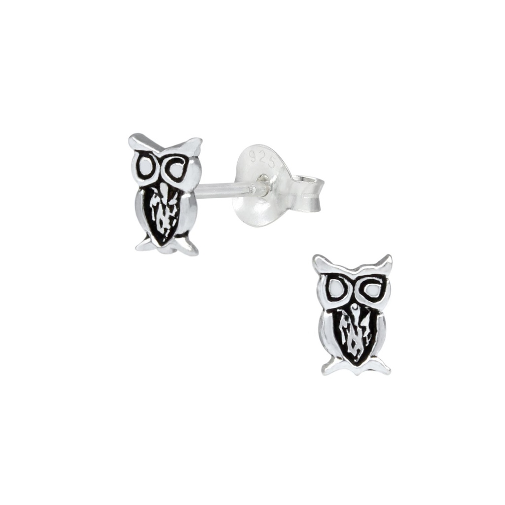 Puces d'oreilles hibou en argent