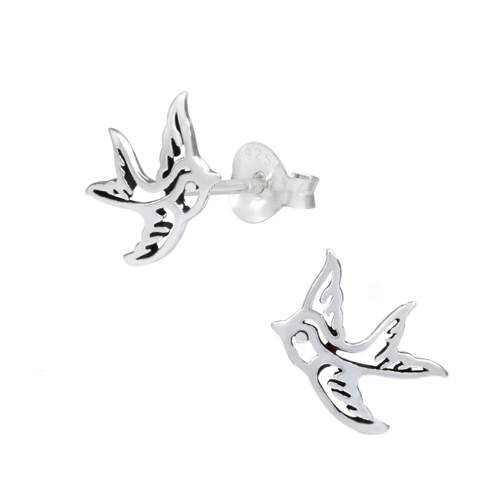 [10000072] Puces d'oreilles oiseau en argent