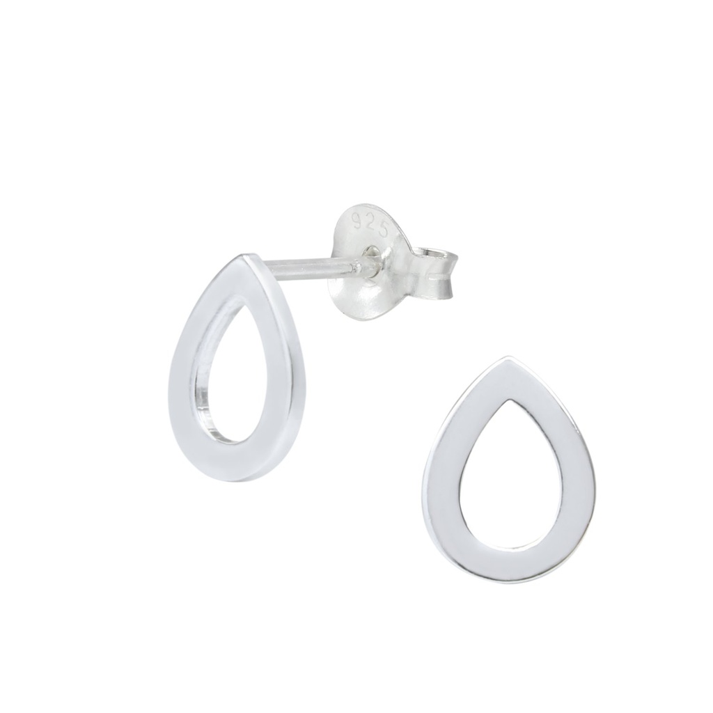 [10000070] Silver Pear Stud Earrings