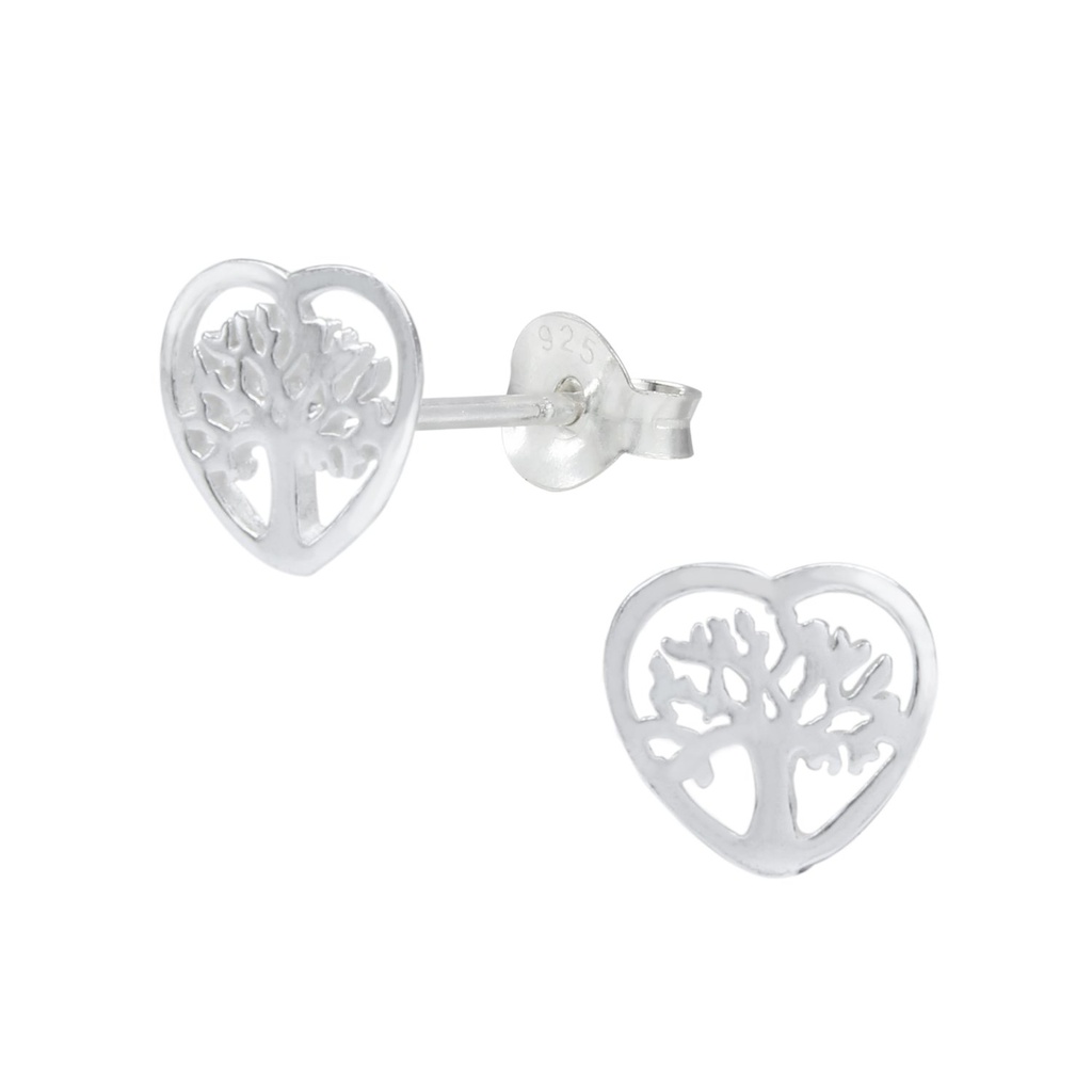 Puces d'oreilles arbre de vie en argent
