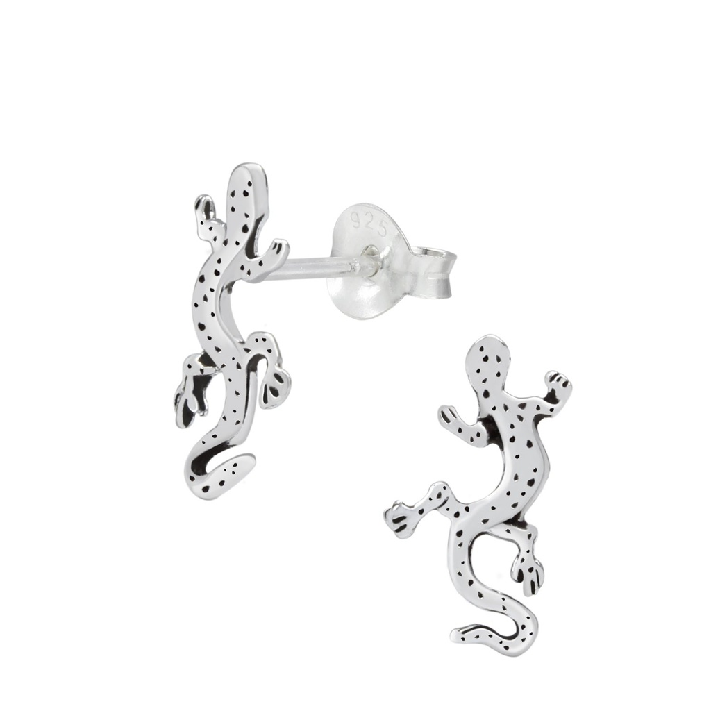 Silver Lizard Stud Earrings